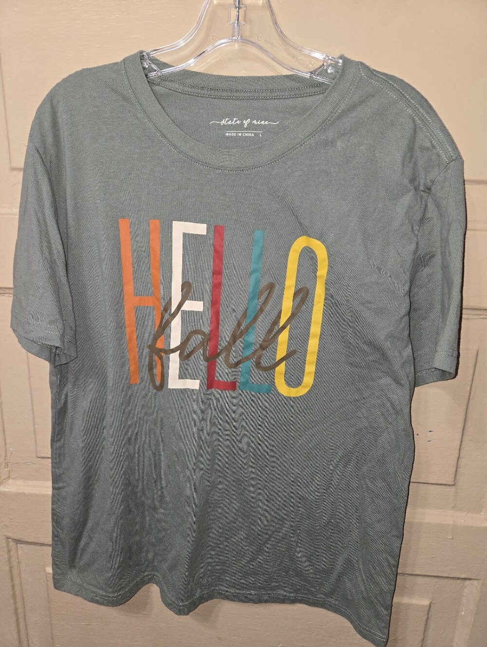 State Of Mine Hello Gall Green Short Sleeve Tshirt Size: Large
